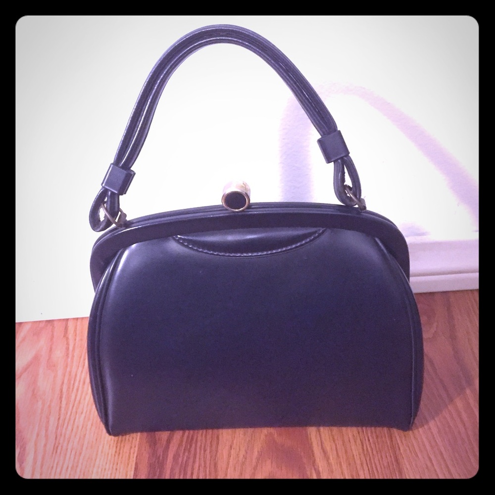 Vintage Black Mini Top-Handle Bag